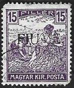 1 Postzegel Fiume 1918 Maaiers, met opdruk, Ophalen of Verzenden, Gestempeld