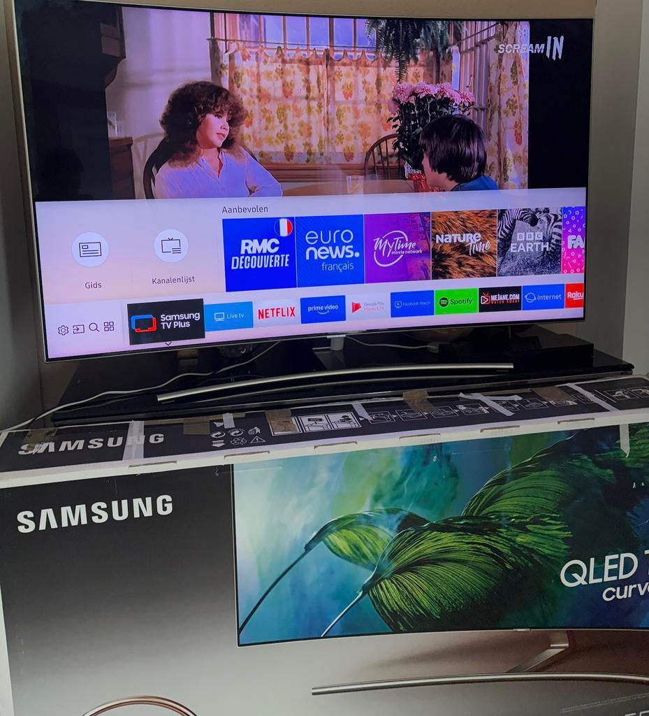 Samsung qled smart tv 4k uhd 55 inch curved, QLED, Comme neuf, Enlèvement, Samsung