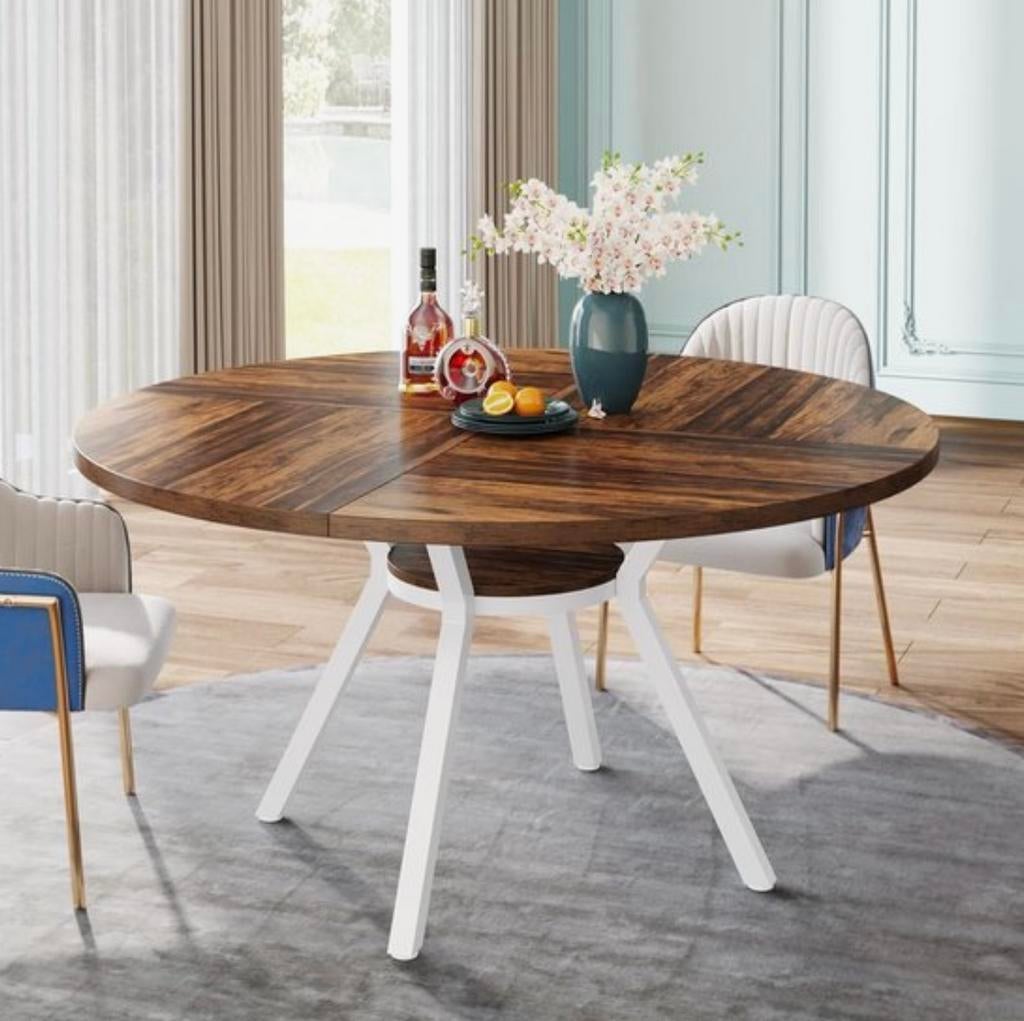 Eettafel dia 120 cm, Rond, Nieuw, Landelijk industrieel, Vier personen