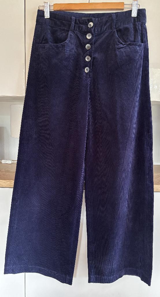 Broek blauw, velours 'Massimo Dutti' (maat: 40), Kleding | Dames, Broeken en Pantalons, Zo goed als nieuw, Maat 38/40 (M), Blauw