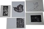 5 grafiekkunst Willy Lecomte., Antiek en Kunst, Ophalen of Verzenden