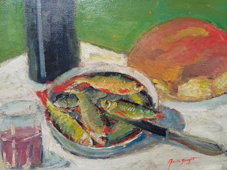 Schilderij M. VAN DEN BEMPT "Stilleven"  30x40, Antiquités & Art, Art | Peinture | Classique, Enlèvement ou Envoi