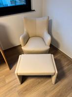 Draaizetel in leder + voetenbank (winkelprijs = 1380 euro!), Ophalen, Minder dan 75 cm, Leer, Zo goed als nieuw