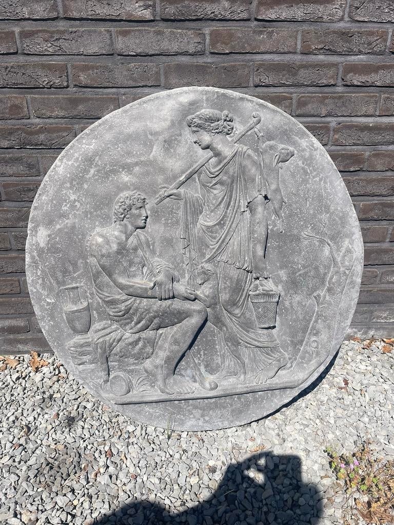 Groot neoklassiek Bas-reliëf Rondel - Berdoulat Griffin, Enlèvement, Comme neuf