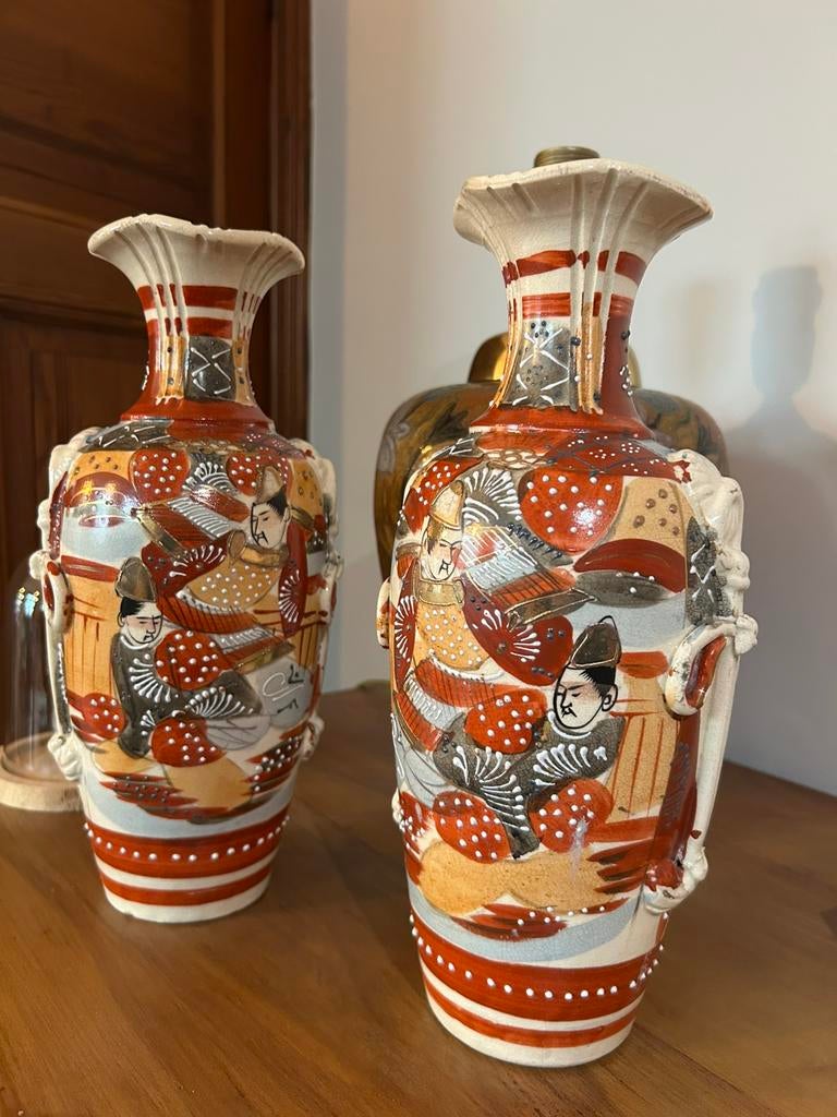 Prachtig koppel Japanse Satsuma vazen, Ophalen
