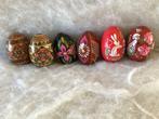 6 houten paaseieren. Vintage. Beschilderd, Enlèvement ou Envoi