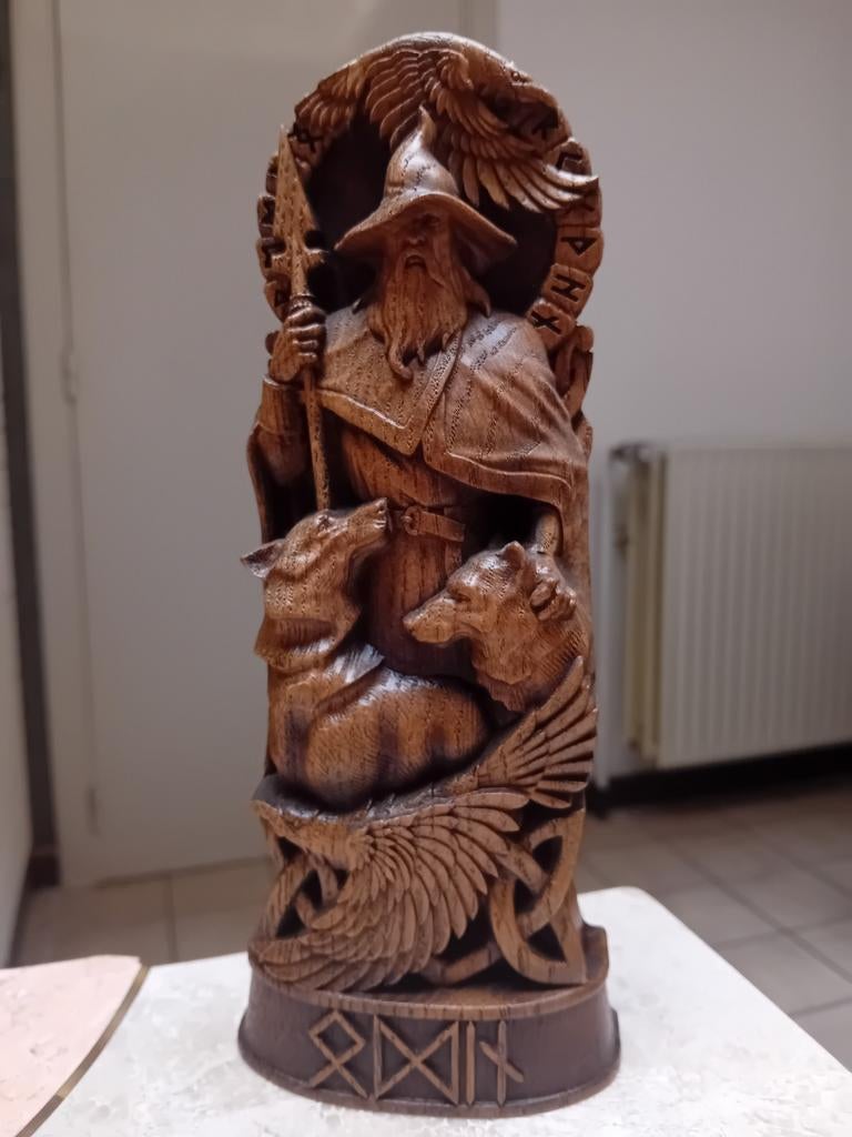 Houten beeld Odin / Wodan, Ophalen of Verzenden