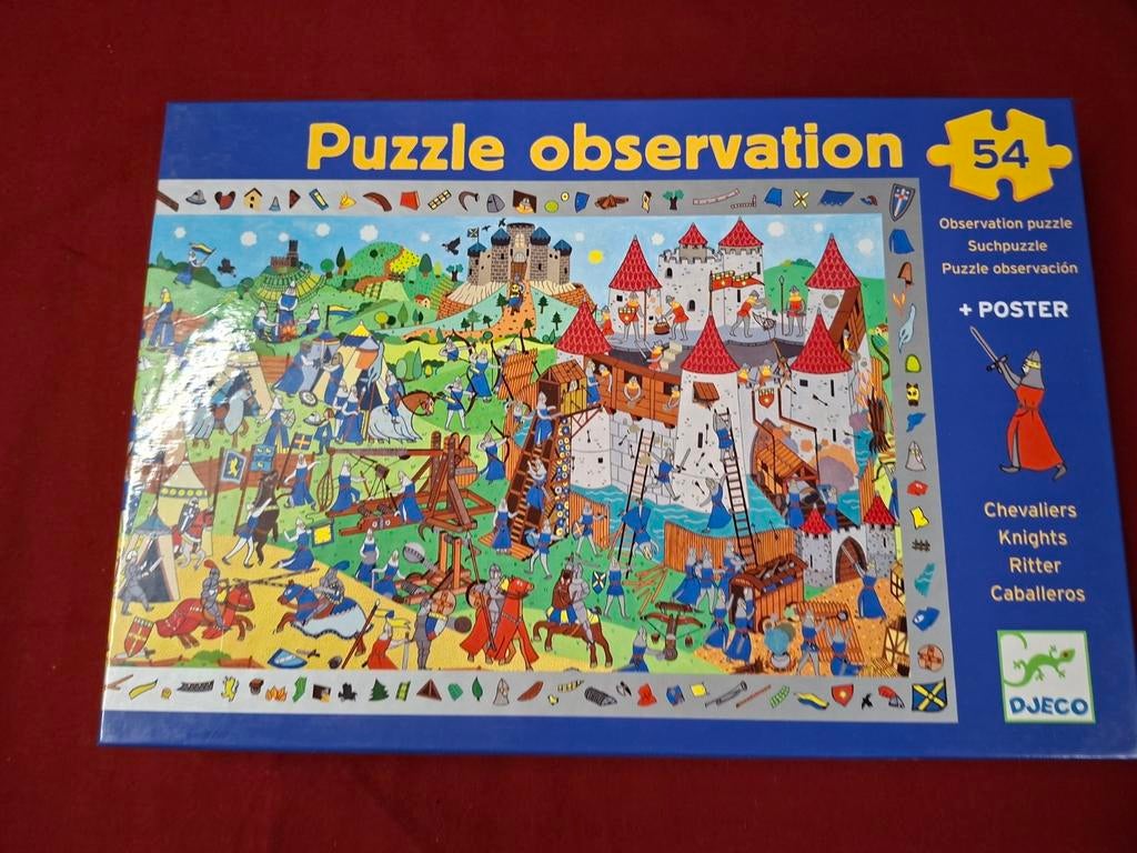 Puzzel : Observatie Puzzel  Ridders / 54 stukken /  Djeco, Ophalen of Verzenden