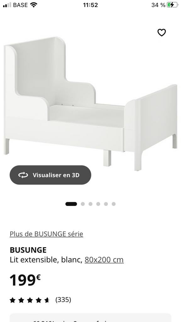 Lit Ikea Busenge + sommier, Enfants & Bébés, Chambre d'enfant | Lits, Enlèvement, Utilisé