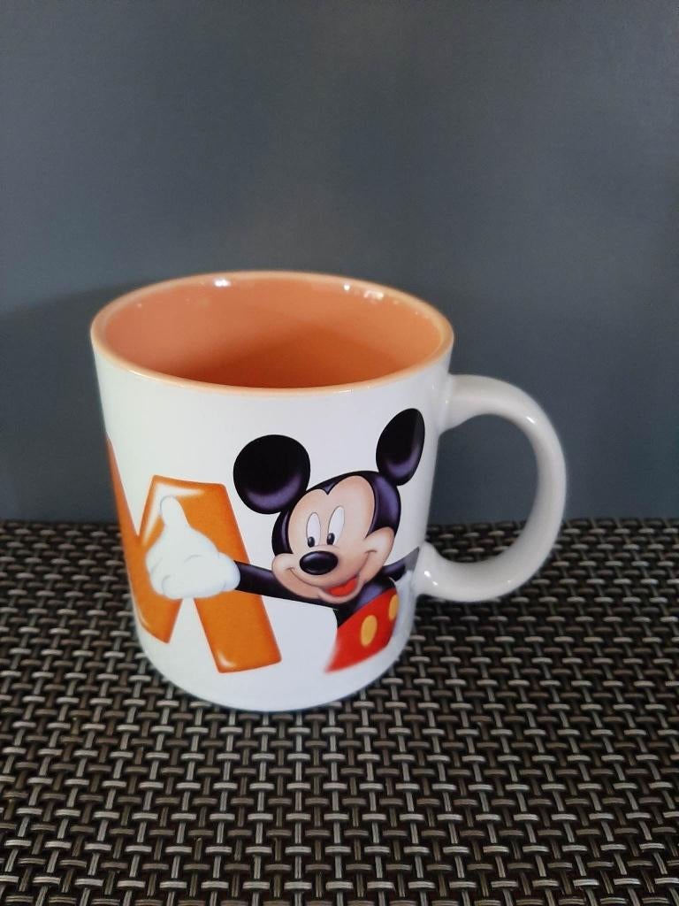 Beker met Mickey Letter M of Letter I, Ophalen, Mickey Mouse, Zo goed als nieuw, Servies