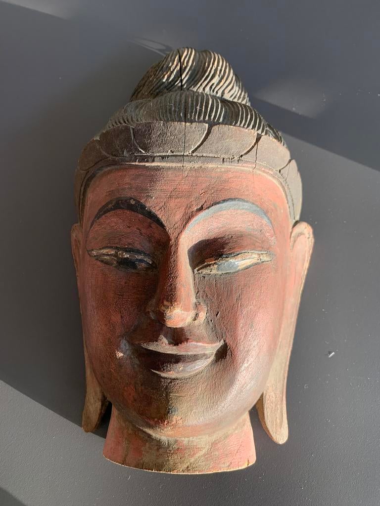 Houten masker uit azie, Huis en Inrichting, Woonaccessoires | Boeddhabeelden, Ophalen, Zo goed als nieuw