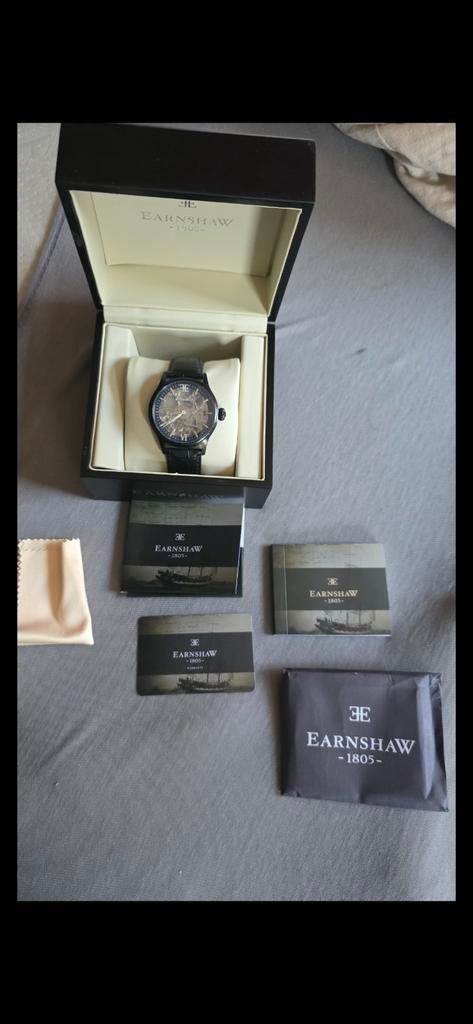 Montre Thomas Earnshaw Bauer Skeleton - État Neuf avec Boîte, Enlèvement, Acier, Cuir