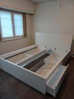 Lit Ikea Malm 160x200 sans sommier à lattes + 4 tiroirs, Enlèvement, Utilisé, 200 cm, Blanc