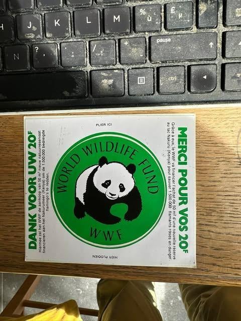 sticker World wildlife fund dank voor uw 20 F, Ophalen of Verzenden, Nieuw, Merk
