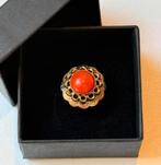 Prachtige vintage 14 karaat gouden ring met bloedkoraal!, Bijoux, Sacs & Beauté, Bagues, Plus petit que 17, Or, Femme, Jaune