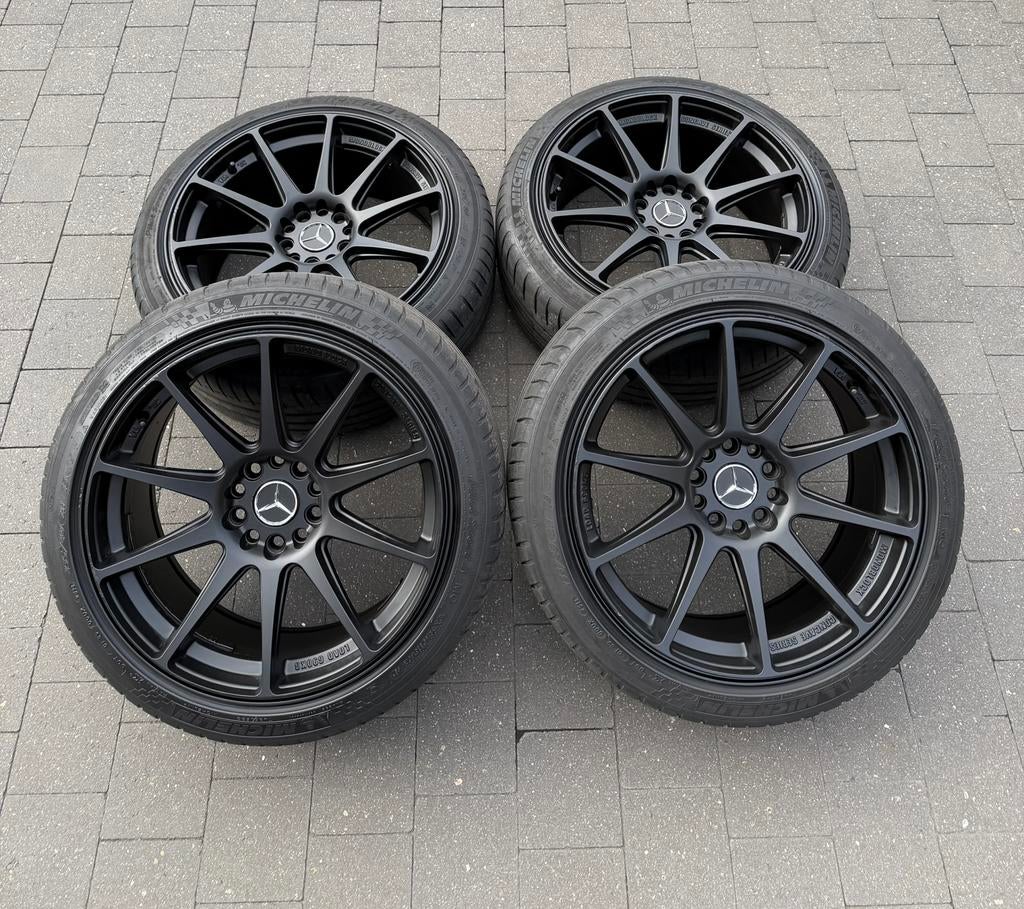 18 inch Concave Velgen + Michelin Banden 5x112 (multisteek), Pneus et Jantes, Pneus été, 18 pouces, Enlèvement