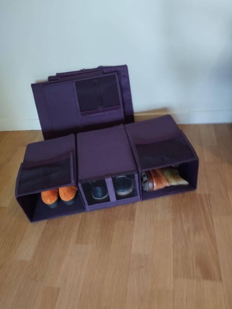 Set van 7 IKEA Skubb schoenenopbergdozen - paars, Huis en Inrichting, Woonaccessoires | Overige, Zo goed als nieuw, Textiel, Paars