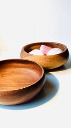 Houten schalen - Set van 2 acacia – Ø21,5 cm, Ophalen, Schaal, Rond, Zo goed als nieuw
