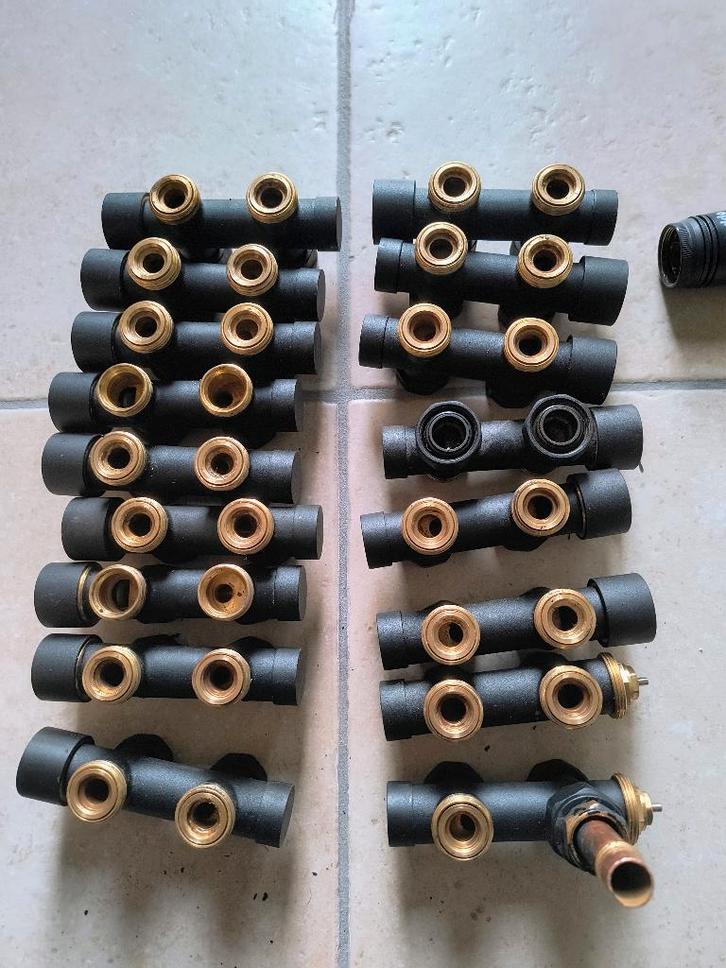 17x thermostatisch onderblok (H-H 50 mm) Recht Zwart, Doe-het-zelf en Bouw, Sanitair, Zo goed als nieuw, Overige typen, Koper