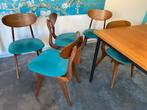 Vintage stoelen (set van 5), Huis en Inrichting, Ophalen, Gebruikt, Bruin, Hout