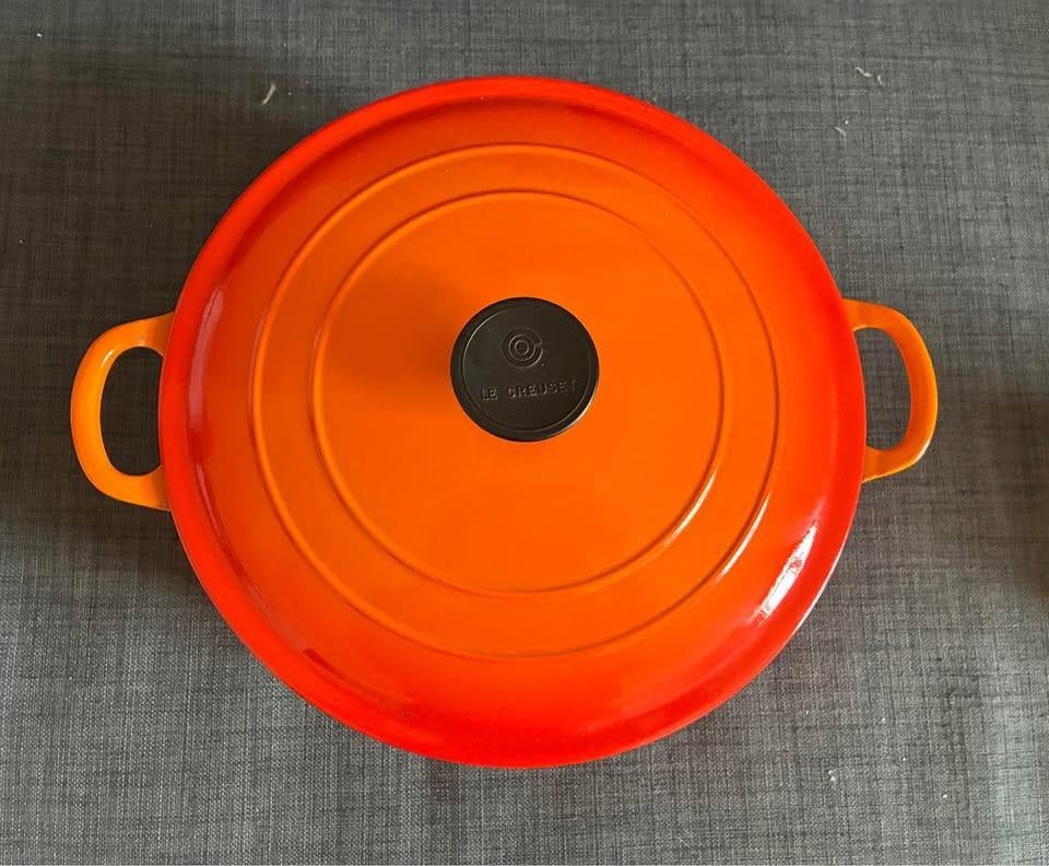 Le Creuset : grote ronde kookpot in gietijzer, Enlèvement ou Envoi, Utilisé, Plaque céramique, Fonte