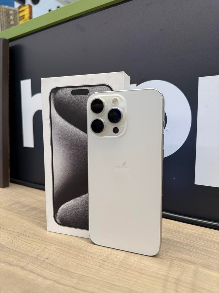 iPhone 15 Pro Max 256Go Blanc, Telecommunicatie, Mobiele telefoons | Toebehoren en Onderdelen, Zo goed als nieuw, Ophalen