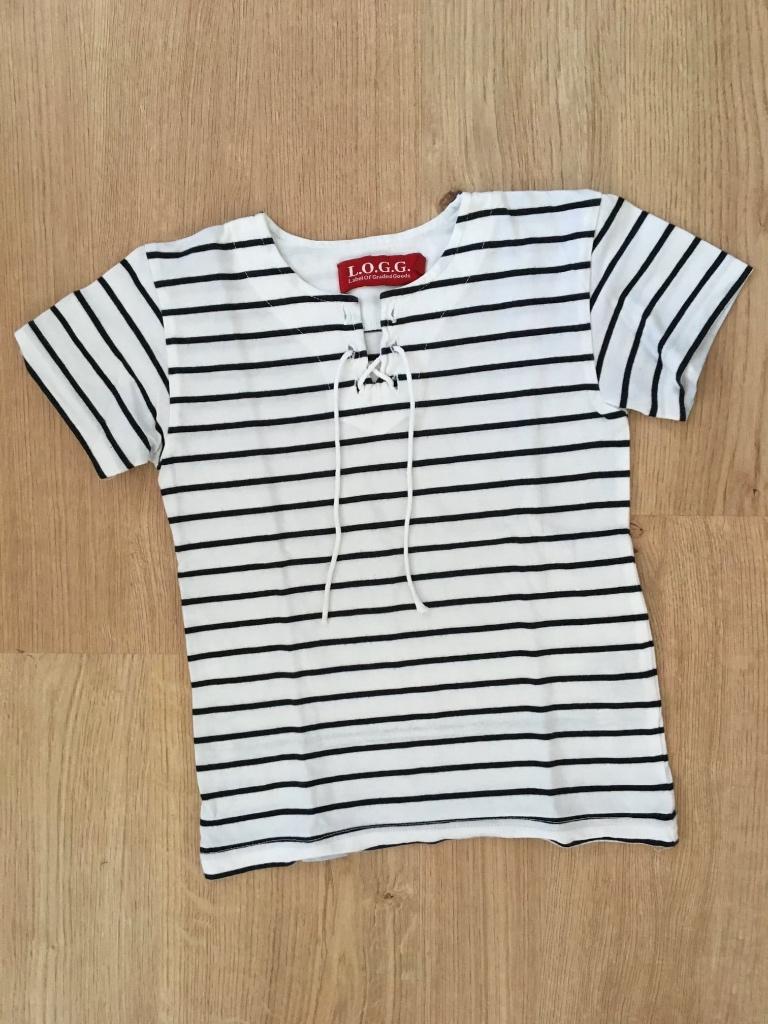 H&M, wit - blauw gestreept t-shirt 110, Kinderen en Baby's, Kinderkleding | Maat 110, Ophalen of Verzenden, H&M, Meisje, Shirt of Longsleeve