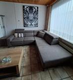 Hoebank, Huis en Inrichting, Ophalen, Zo goed als nieuw, Stof, Taupe kleurige hoekbank