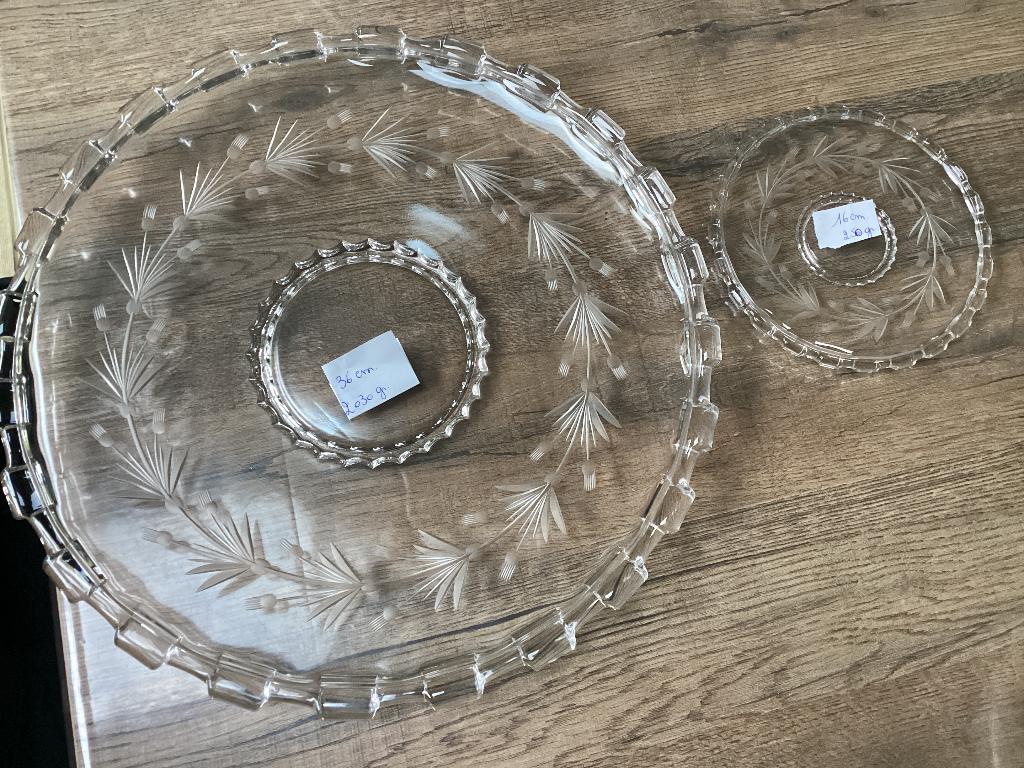 Service à dessert, verre ciselé, motif Épi de blé 11 pièces, Enlèvement