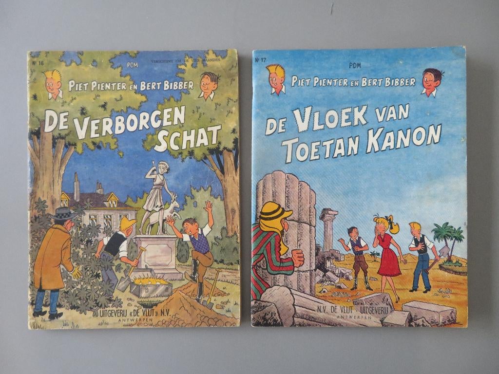 2 strips Piet Pienter en Bert Bibber nrs 16 (1st dr.) - 17, Meerdere stripboeken, Ophalen of Verzenden, Zo goed als nieuw