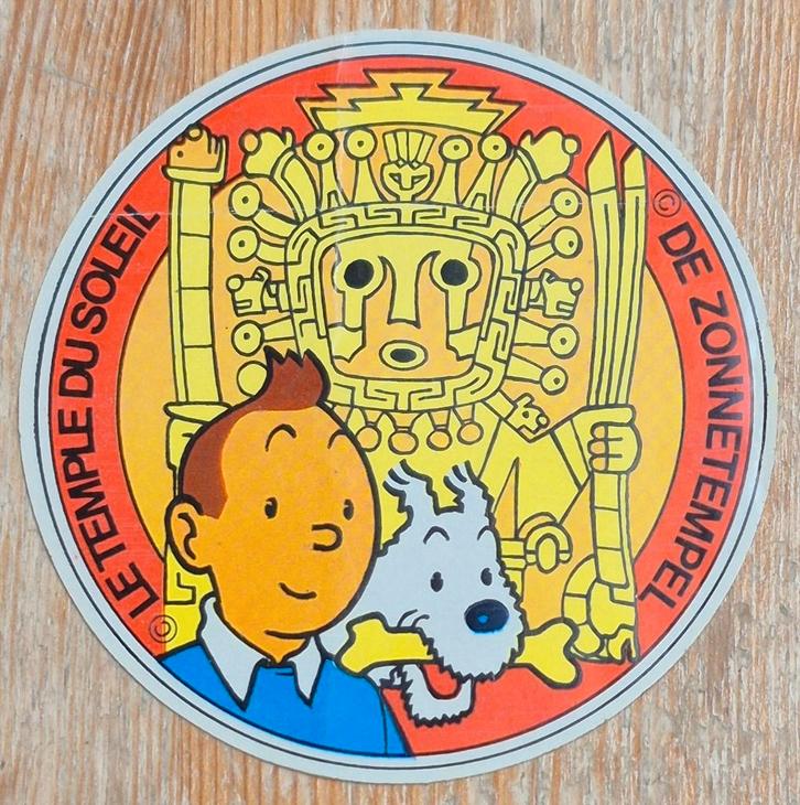 Kuifje oude sticker De Zonnetempel 1970 Hergé Tintin, Collections, Personnages de BD, Comme neuf, Image, Affiche ou Autocollant