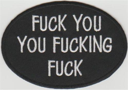 Fuck You you Fucking Fuck stoffen opstrijk patch embleem, Motoren, Accessoires | Overige, Nieuw, Verzenden