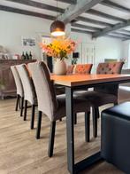 mooie moderne tafel met zes stoelen, Huis en Inrichting, Stoelen, Vijf, Zes of meer stoelen, Gebruikt, Landelijk, Hout