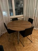 Ronde IKEA eettafel + 4 stoelen – niet meer in productie, Huis en Inrichting, Ophalen, Gebruikt, Industrieel / landelijk, 4 tot 6 stoelen