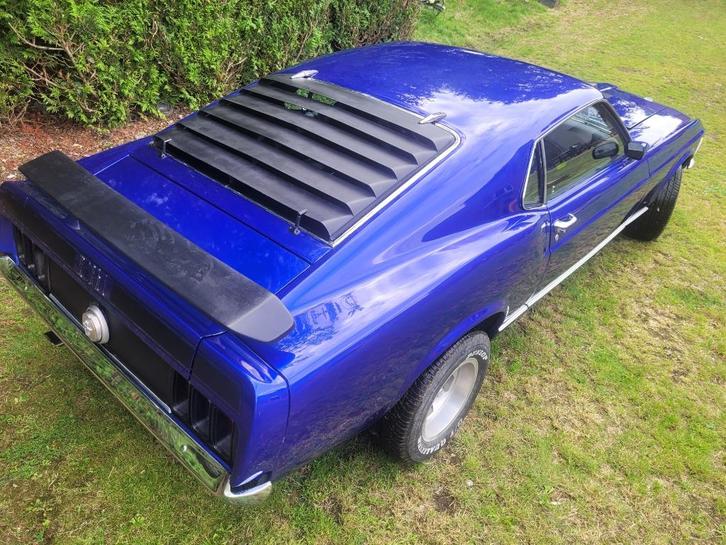 Ford Mustang 1970 Mach 1, Auto's, Ford, Particulier, Mustang, Benzine, Coupé, 2 deurs, Automaat, Blauw, Zwart, Kunstmatig leder