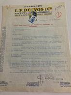 Antwerpen :Oud factuur Drukkerij L.F. De Vos 1949 (steendruk, Ophalen of Verzenden, Gebruikt, Overige typen