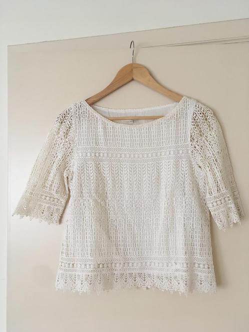 Wit kanten bloesje Ba&sh xs/s, Kleding | Dames, Blouses en Tunieken, Zo goed als nieuw, Maat 36 (S), Wit, Verzenden