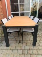 Table de jardin avec 6 chaises (extérieur), Comme neuf, Enlèvement, Rectangulaire, Bois