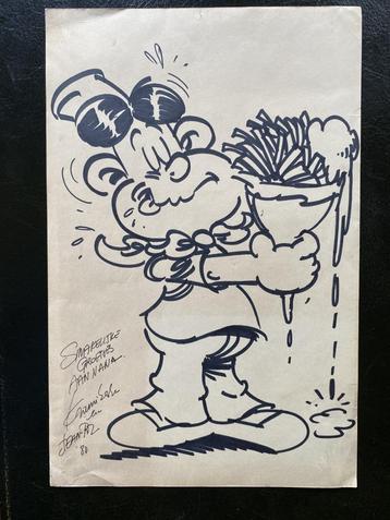 Originele tekening Kramikske met pakje friet - 1980 beschikbaar voor biedingen