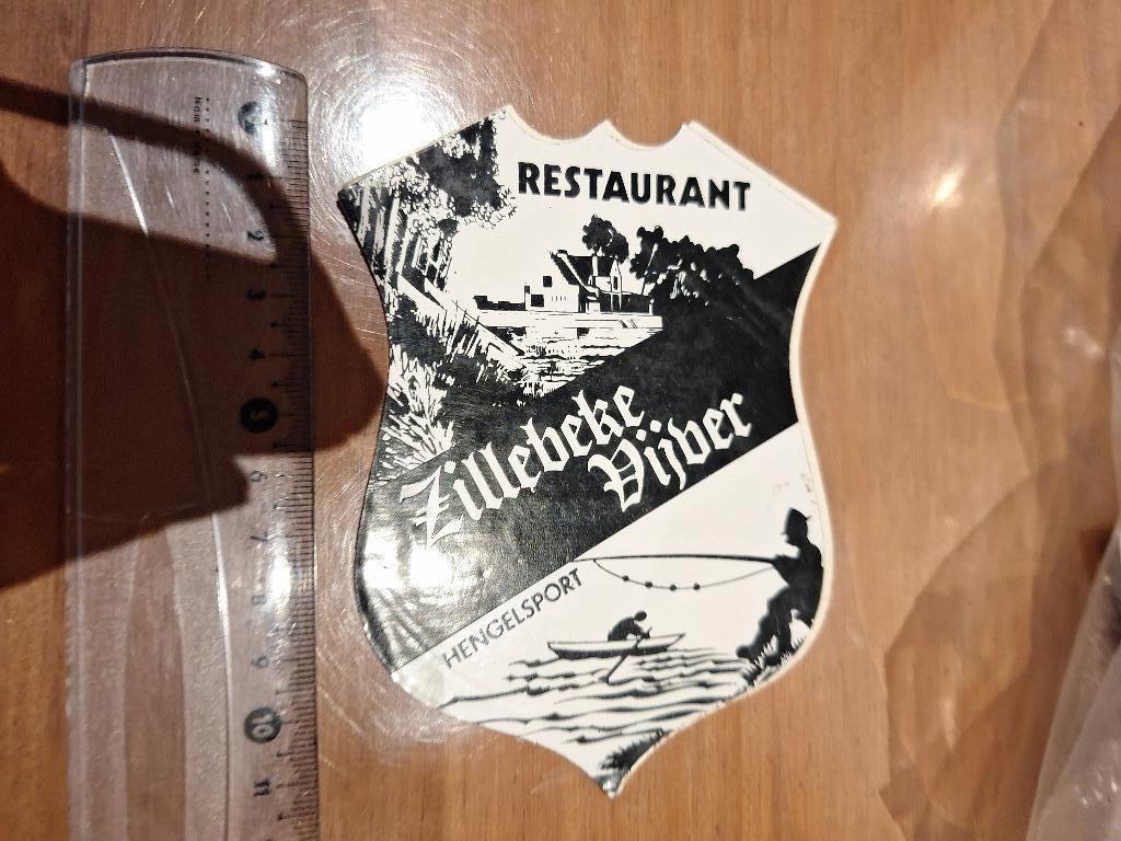 Vintage sticker  Restaurant Zillebevijver hengelsport, Ophalen of Verzenden, Gebruikt, Overige typen