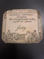 1792 France billet de banque de 50 sols série 17, Envoi, France, Billets en vrac