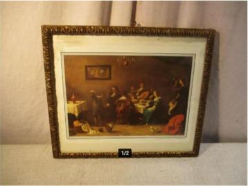 Beau cadre photo baroque antique en bois - 38 x 33 x 34 x 29, Enlèvement ou Envoi, Comme neuf
