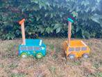 Plantoys duwwagentjes geel en blauw, Kinderen en Baby's, Ophalen, Gebruikt