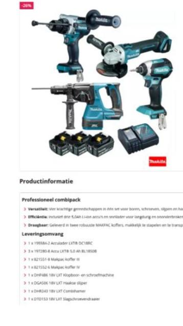 Set Makita machines in koffer beschikbaar voor biedingen
