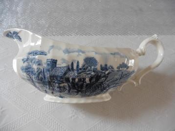 Engelse sauskom (wit aardewerk met blauwe decoratie) beschikbaar voor biedingen