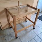 Trolley van hout en glas, Huis en Inrichting, Tafels | Sidetables, 25 tot 50 cm, Gebruikt, Rechthoekig, Ophalen