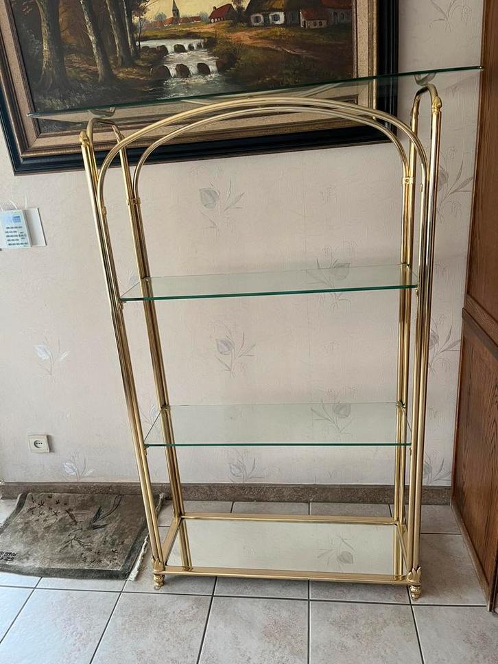 Vtrine decoratief met legplanken in glas, Huis en Inrichting, Woonaccessoires | Etagères, Gebruikt, Ophalen