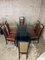 Grande table en verre + 6 chaises, Maison & Meubles, Utilisé, Japonais ancien