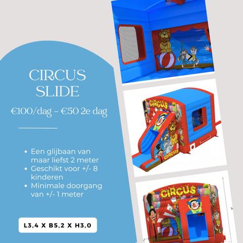 Springkasteel CIRCUS SLIDE te huur, Hobby en Vrije tijd, Feestartikelen | Verhuur, Nieuw, Ophalen