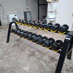 Rubber Dumbells Set 2 kilo tot 20 kilo + Dumbellrek, Sport en Fitness, Fitnessmaterialen, Ophalen, Zo goed als nieuw